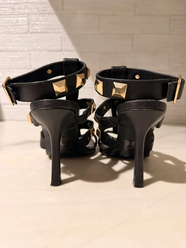 Rock Stud Heeled Sandals Gladiator Strappy Elevated Mob Wife Edgy Rocker Chic - Image 3