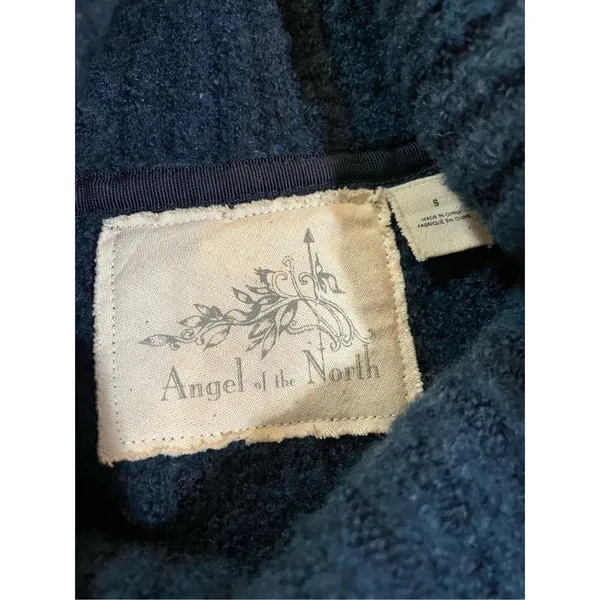 Anthropologie Angel‎ Of The North Cowl Neck teal Sweater size small - Image 3