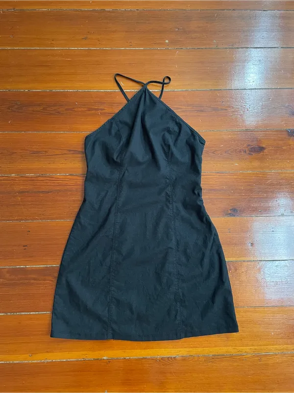 Urban Outfitters Riley Y-Neck Linen Blend Mini Dress Sz S 💚🎀 - Image 9