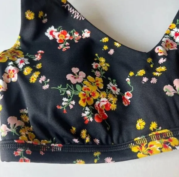 Aerie NWT Offline Goals Plunge Floral Sports Bra Black Size Medium M NEW - Image 3