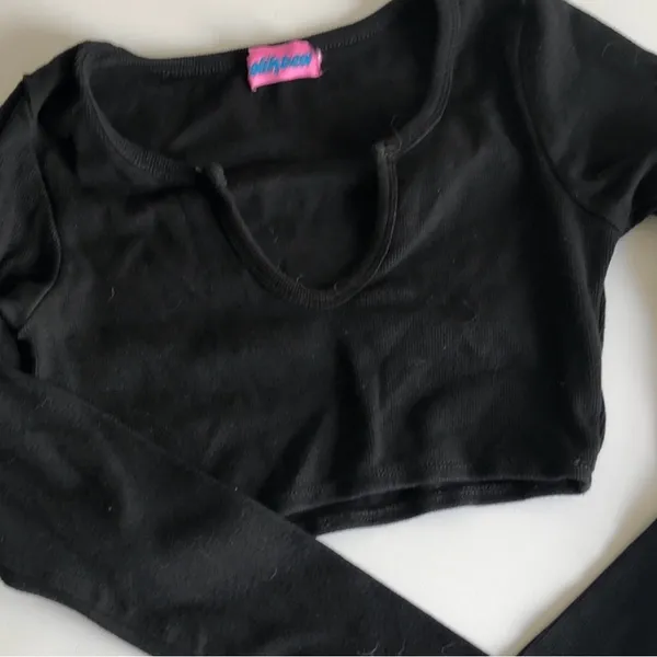 Edikted 'Romance' Ribbed Grunge Cotton Crop Top Women's S Black Goth Y2K - Image 5