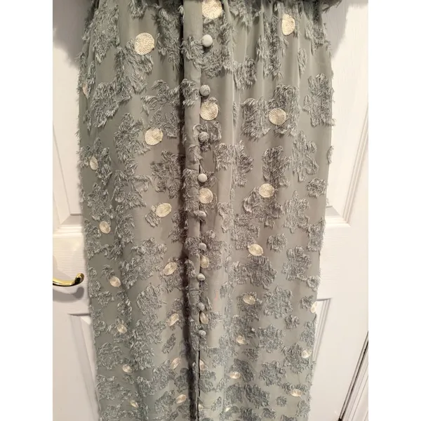 Zara Sage Green Polka Dot Eyelash Textured V-Neck Midi Dress S NWT Boho Fairy - Image 6