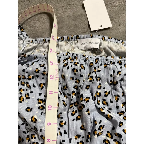 NWT Lost + Wander Blue Leopard Size‎ Medium Women Long Sleeve Square Neck Top - Image 8