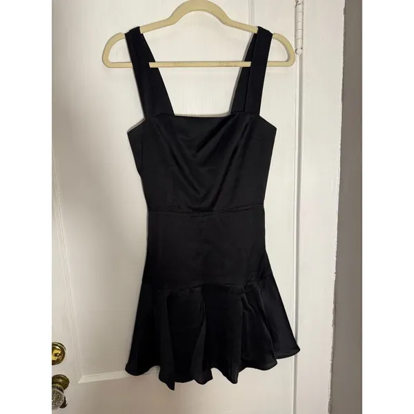 Amanda Uprichard Amelyn 100% Silk Flounce Hem Black Cocktail Dress - Image 2