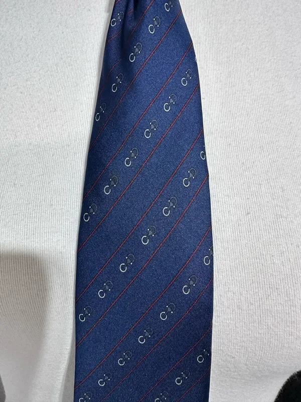 Vintage Charles Jourdan Paris Silk Tie Blue Office Luxury Designer Neck Tie - Image 4