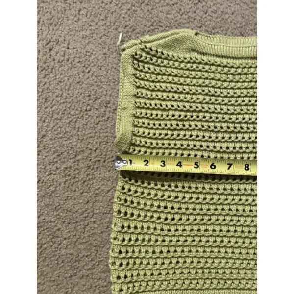 Broadway Crochet Tank Top - Women's Medium, Sage Cotton Blend - Image 10