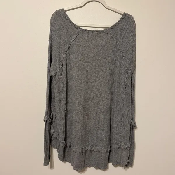 Free People Laguna Thermal Size Medium Gray Long Sleeve Top - Image 6