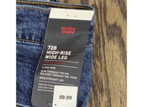 NWT Levi's Womens 728 High Rise Zip Fly Wide Leg Jeans 94417114 Blue 32X32 - Image 8