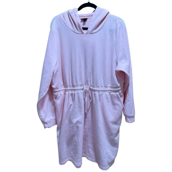 Torrid Light Pink Fleece Hoodie Dress Mini Drawstring Waist Size 2 (2X) - Image 3