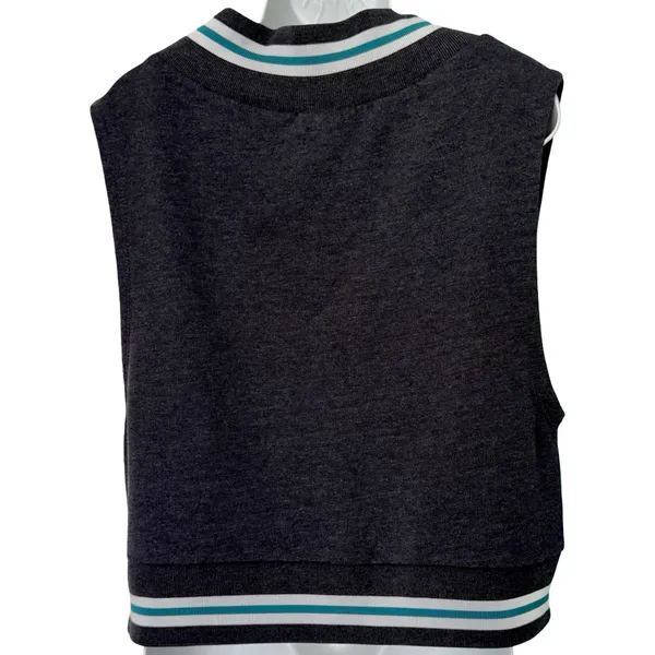 Urban Outfitters Navy Blue Green Badminton Embroidery Cropped Jersey Vest Size M - Image 8