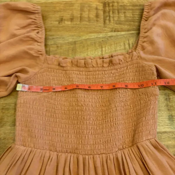 Abercrombie & Fitch Midi Dress Small Tall ST Cottagecore Smocked Tiered Pockets - Image 9