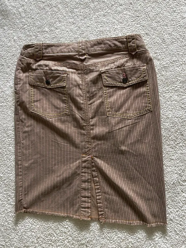Vintage American Eagle Striped Pink & Brown Striped Midi Skirt - Image 2