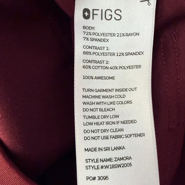 FIGS Zamora Jogger Scrub Pants Womens XS Burgundy‎ Maroon - Image 6