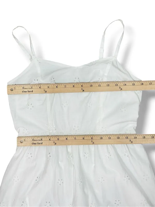 Old Navy White Eyelet Fit Flare‎ Midi Dress Small Sundress Cottagecore Cotton - Image 13