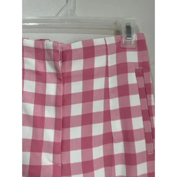 Zara‎ Pink White Gingham Picnic Ankle Pants Retro Size Small Easter Spring - Image 5