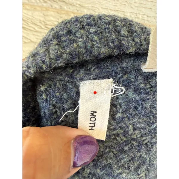 Moth Anthropologie Blue Gray Wool Cable Knit Mini Skirt Womens Size XS - Image 5