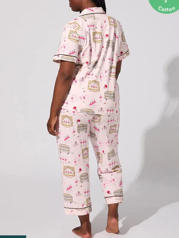 BedHead Swan Lake Short Sleeve Classic Stretch Jersey Cropped Pajama Set Ballet - Image 7