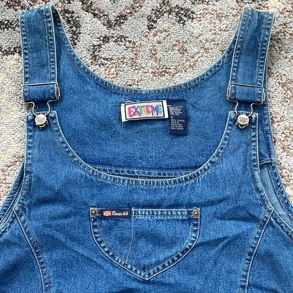 Route 66 Extreme Vintage Denim Overall Dress Large - Image 3