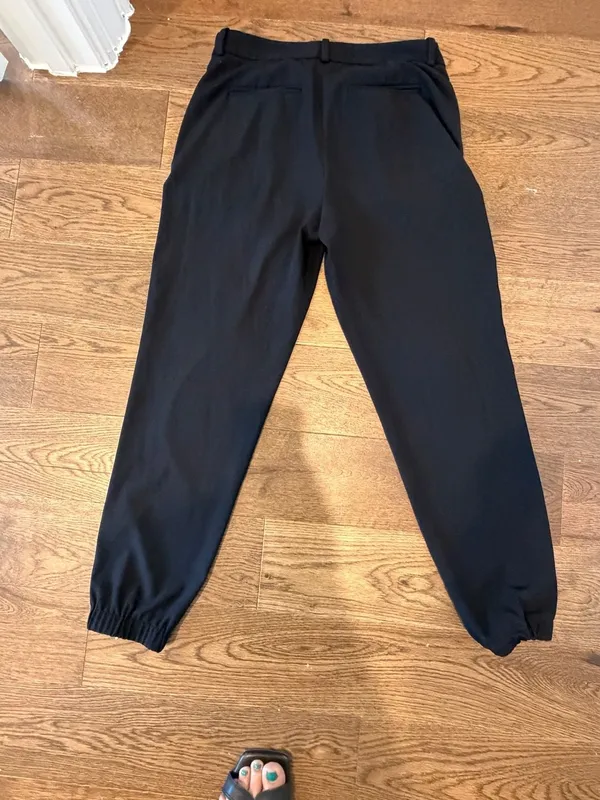 Trouvé Black Crepe Elastic Ankle Zip Jogger Dress Pants Size 0 - Image 4