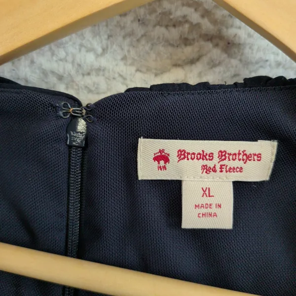 Brooks Brothers Red Fleece Navy Blue Ruched Sleeveless Jersey Dress XL - Image 7