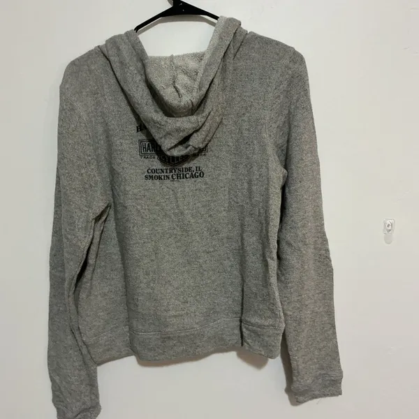 Harley Davidson Studded Zip Up‎ Hoodie Jacket Womens Small Grey Smokin Chicago - Image 6