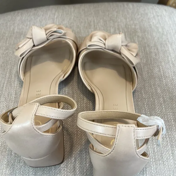 Journee Zevi Blush Bow Block Heels Sandals 8.5M Coquette Balletcore Bridal - Image 13
