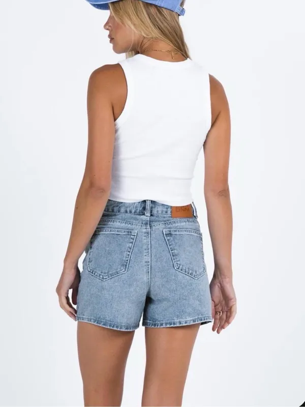 Princess Polly Mid-Rise Blue Denim Jean Shorts size 4 - Image 5