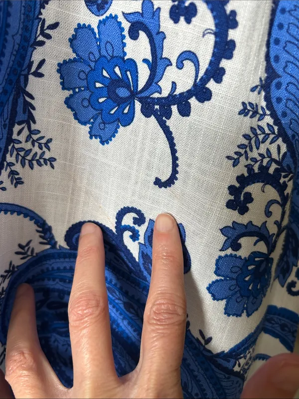 White closet elements white blue boho cottage paisley wrap Midi dress L - Image 13