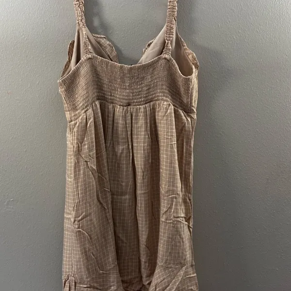 American Eagle Women‎ Beige Plaid Mini dress size L - Image 7