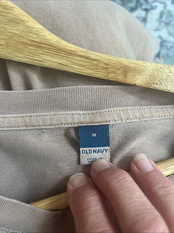 Old Navy Oversized Basic Cotton T Shirt Solid Tan - Image 2