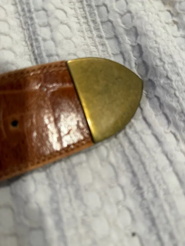 Forenza Vintage Genuine Leather Embossed Brown Belt with Brass Hardware Size L - Image 5