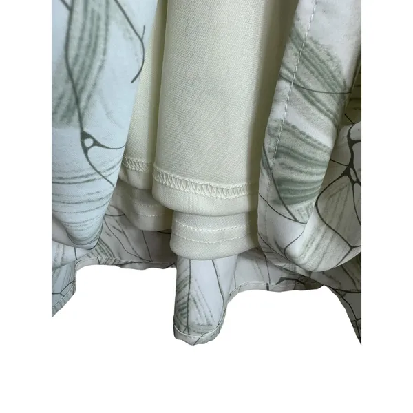 Entro NWT Sage Green Cream 3/4 Balloon Sleeve Tiered‎ Ruffled Above Knee Dress S - Image 6