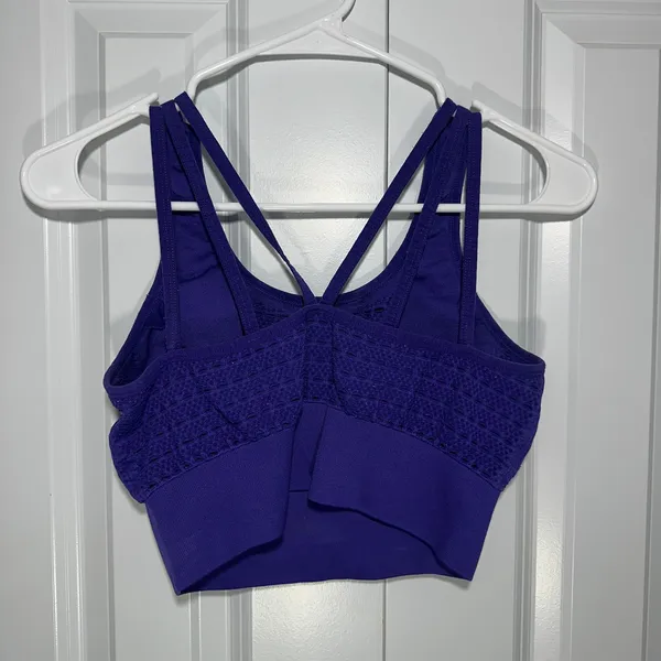 Gymshark Energy Seamless Crop Top Sports Bra Womens‎ M Purple Strappy Workout - Image 3