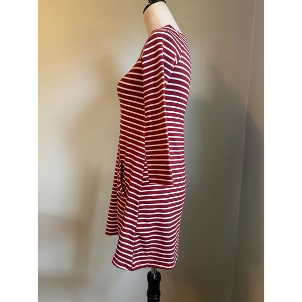 Hollister Red White Striped Long Sleeve Pocket Mini Dress XS y2k academia dainty - Image 2