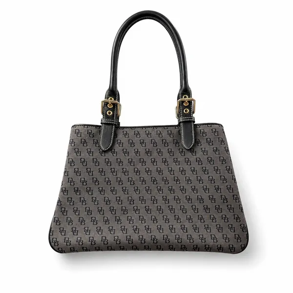 Dooney & Bourke Signature Monogram Jacquard Satchel Gray‎ Black Shoulder Bag - Image 2