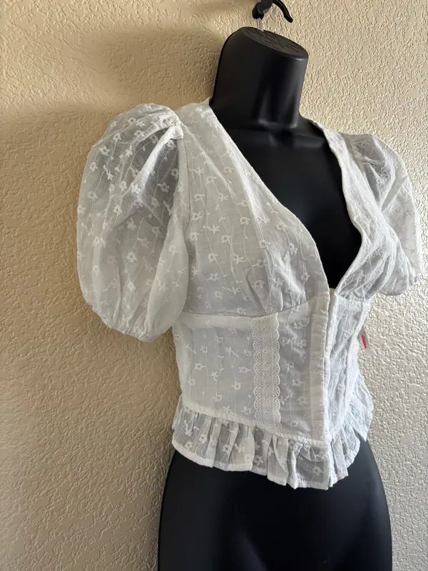 Altar'd State White Ellerie Embroidered Corset Top NWT - Image 6