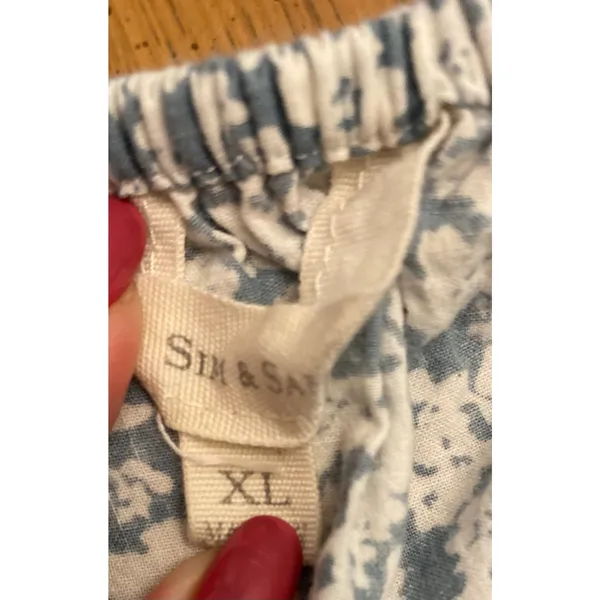 Sim & Sam Cottagecore Cinched Waist Puff Sleeve Milkmaid Top Blue Floral‎ XL - Image 3