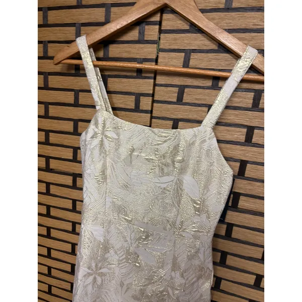Lulus Shine for Us Cream Metallic Tropical Jacquard Mini‎ Dress Size XS - Image 4
