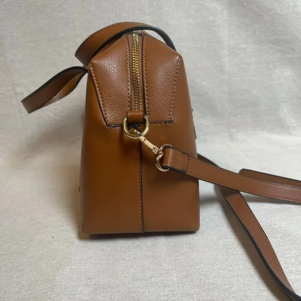 Brown Vegan Leather Doctor Bag Style Crossbody Purse - Image 4