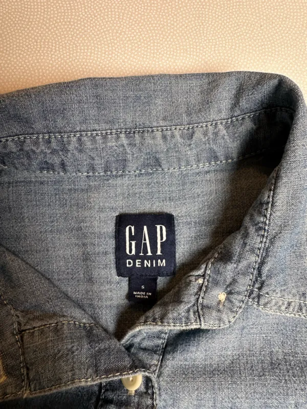 Gap Denim Chambray Shirt Dress Womens Small Blue 100% Cotton Casual - Image 5