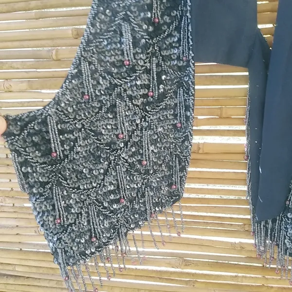 Anthropologie Silence + Noise M Black Beaded Gypsy Vest - Image 7