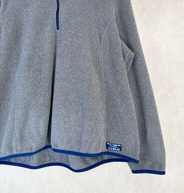 L.L. Bean 1/4 Zip Pullover Fleece Gray Outdoor Hiking Light Jacket Size XL - Image 8