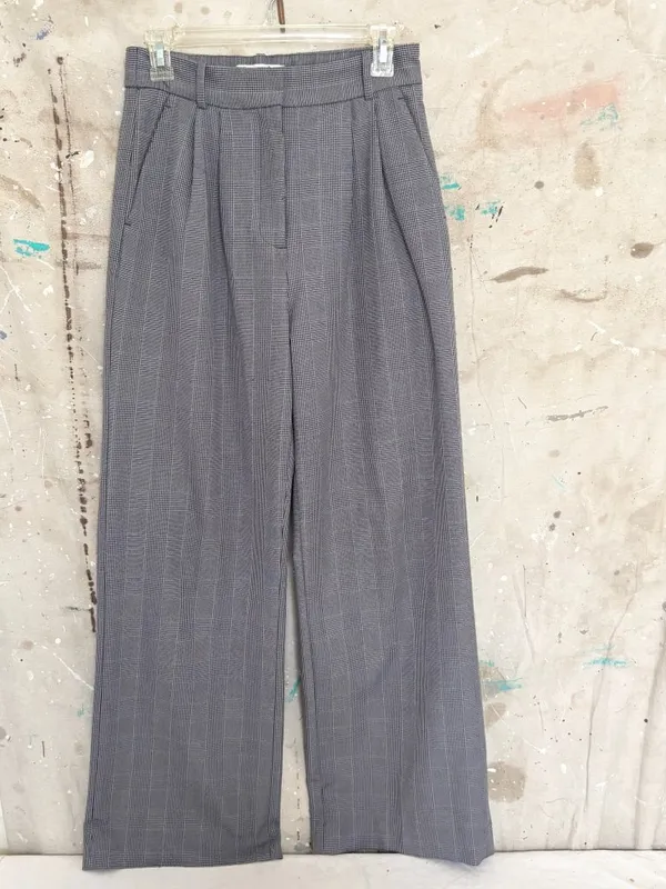Abercrombie & Fitch Sloane Tailored Wide Leg Pleated Pants, Checkered Plaid - Image 2