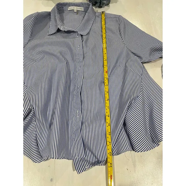 English Factory‎ Striped Blouse Ruffle Back Long Sleeve Shirt Size M - Image 5