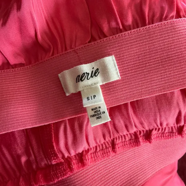 Aerie Hot Pink Satin Maxi Skirt Mermaid Ruffle Lace Trim Elastic Waist Small - Image 4