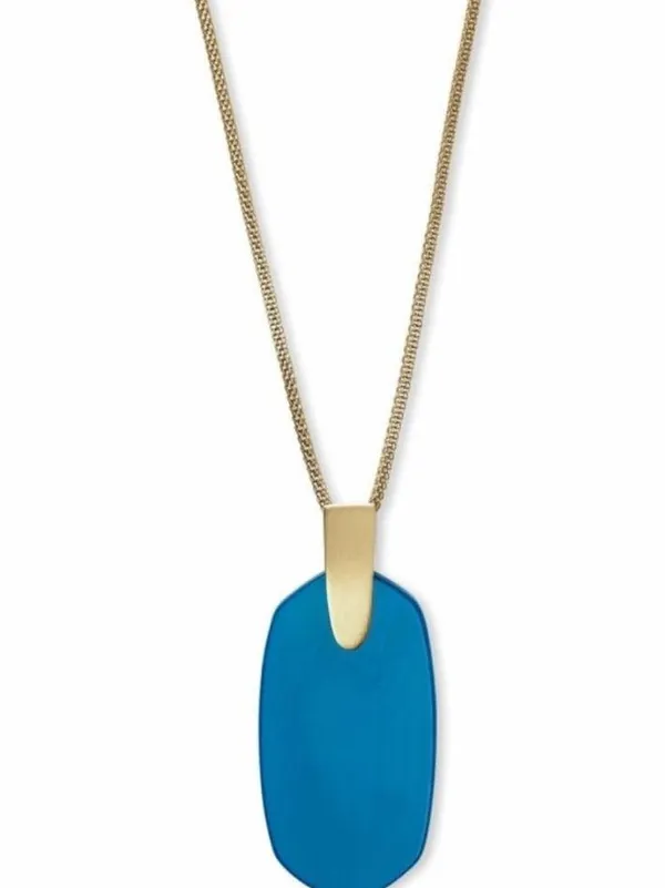 Kendra Scott Gold Inez Blue Agate Pendant Necklace Adjustable - Image 5