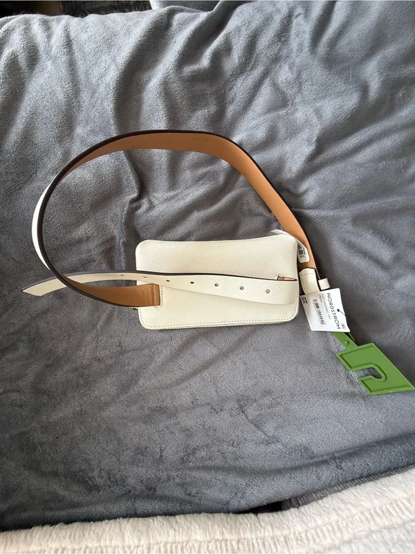 kate spade Cream Leather Crossbody Belt Bag with Gold Logo - Image 3