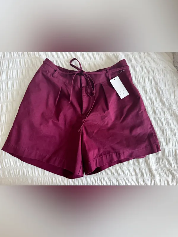 NWT Women's Mid-Rise Front-Tie Chino Shorts 5" - A New Day™ Maroon S - Image 3