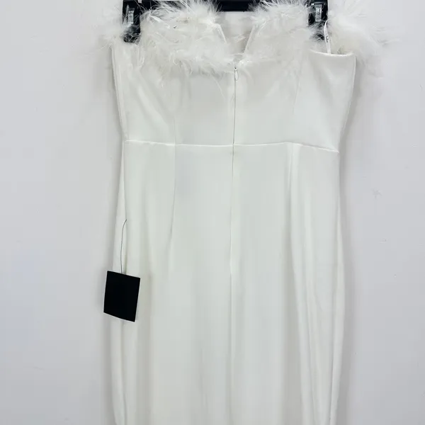 Lulus Extraordinary Glam White Feather Strapless Mermaid Maxi Dress Medium NWT - Image 9