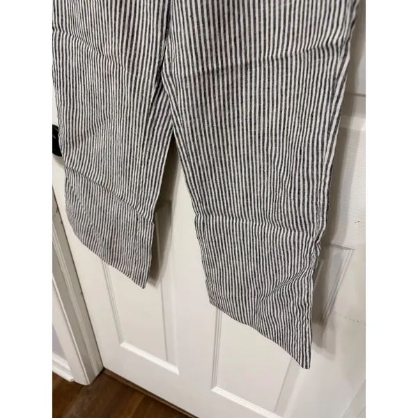 Reformation Blue White Striped Linen Wide Leg Pants Size‎ 6 - Image 4